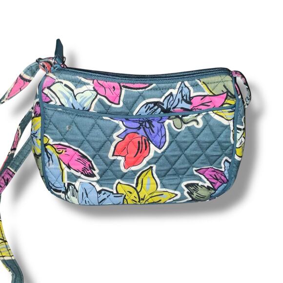 Vera Bradley Crossbody Purse Falling Flowers Leaves Full Zip Pocket Quilted Bag - Picture 11 of 14